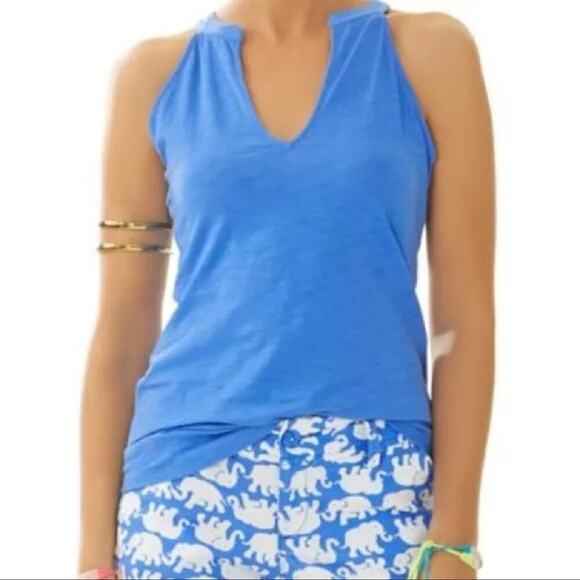 Lilly Pulitzer Blue V Neck Summer Sleeveless Top - Picture 1 of 7